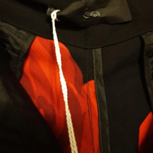 Co Collection Red Rose Floral Print Silk Pants - Picture 1 of 5